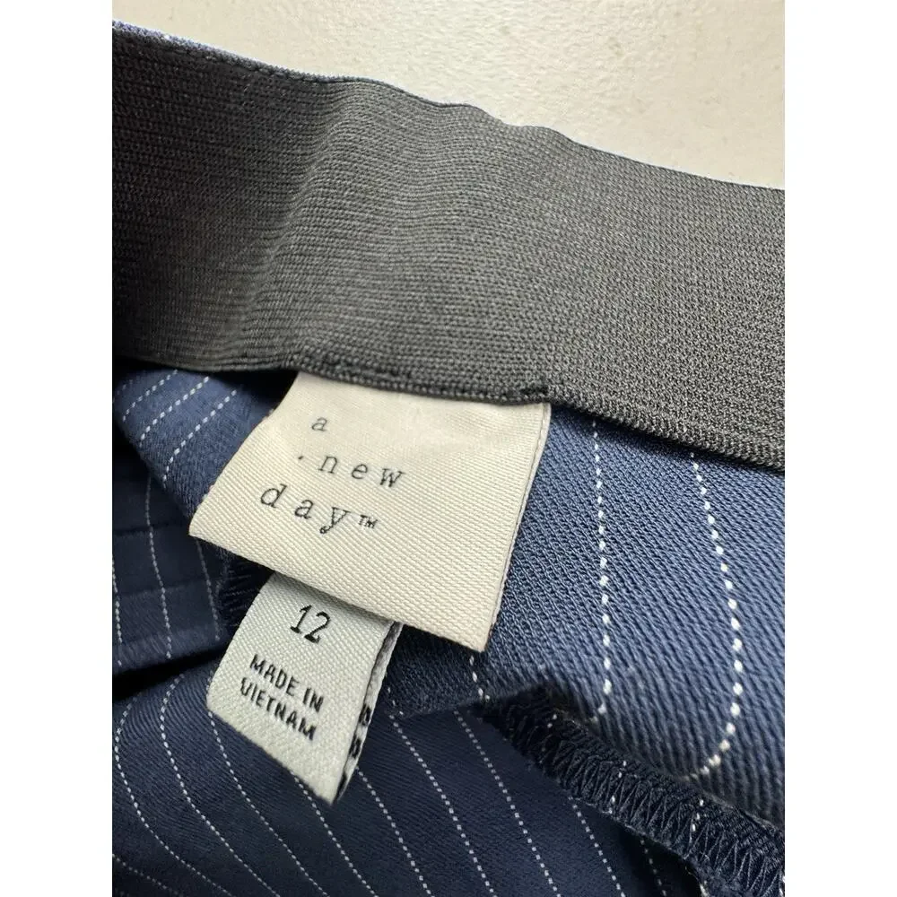 Women's High-Rise Skinny Ankle 12 Pants  A New Day navy blue pinstripe corp core
